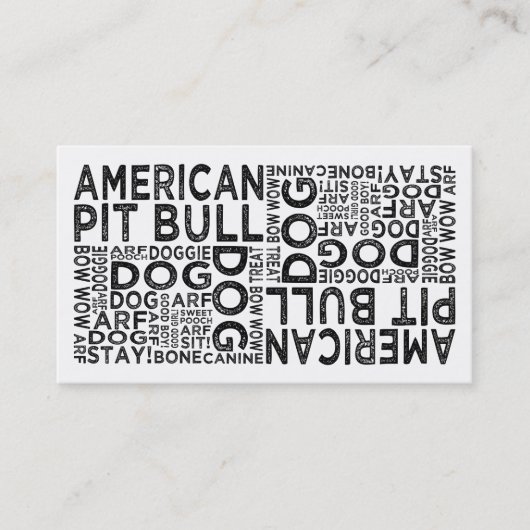 Amerikaanse Pit Bull Typografie Visitekaartje (Voorkant)