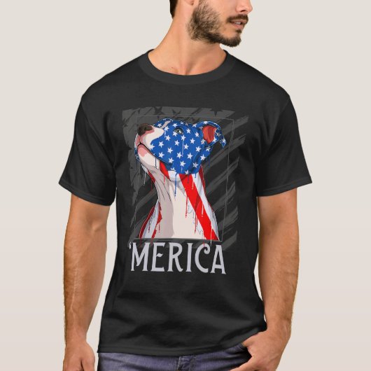 Amerikaanse Pitbull 4 juli Merica Dog VS Fl T-shirt (Voorkant)