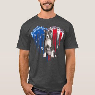 Amerikaanse Pitbull Dog Heart 4 van juli VS vlag P T-shirt