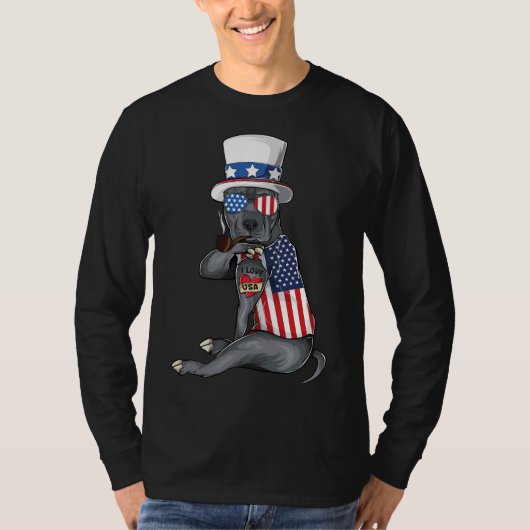 Amerikaanse Pitbull Dog Merica 4 juli Amerikaanse T-shirt (Voorkant)