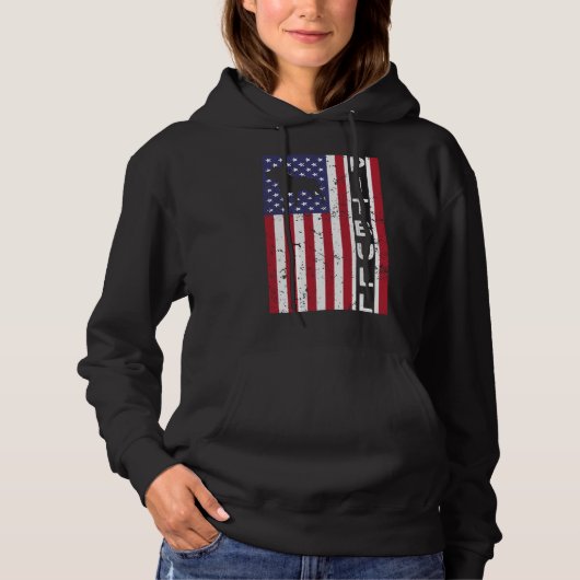Amerikaanse Pitbull Dog US Flag Mannen Hoodie (Voorkant)