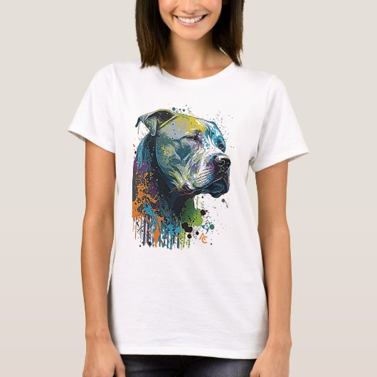 Amerikaanse Pitbull - Graffiti Ink Splash T-shirt (Voorkant)