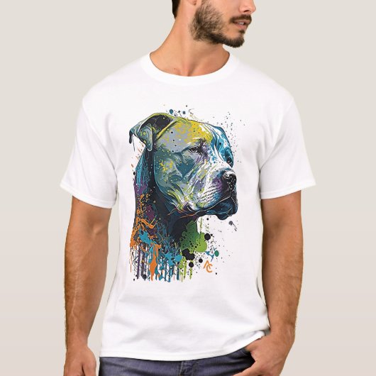 Amerikaanse Pitbull - Graffiti Ink Splash T-Shirt (Voorkant)