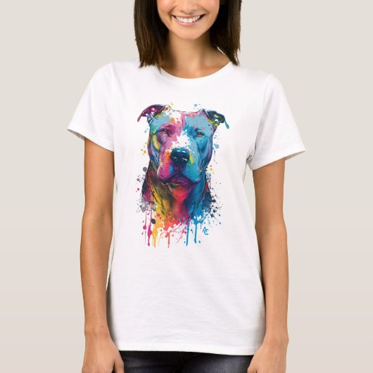 Amerikaanse Pitbull - Graffiti Ink Splash T-shirt (Voorkant)