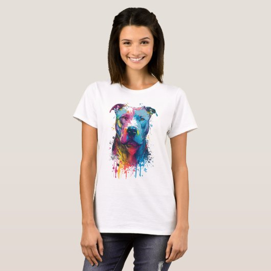 Amerikaanse Pitbull - Graffiti Ink Splash T-shirt (Voorkant volledig)