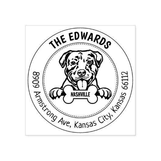 Amerikaanse Pitbull hond retour adres familie Rubberstempel (Afrduk)