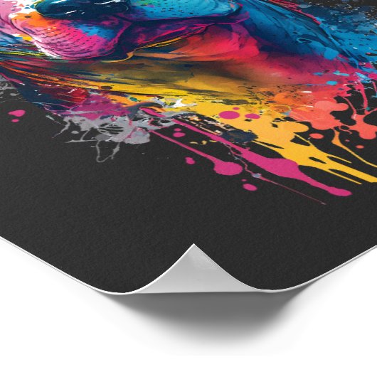 Amerikaanse Pitbull - Neon Graffiti Ink Splash Poster (Hoek)