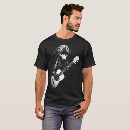 Amerikaanse Pitbull spelen gitaar - Funny Guitar D T-shirt (Voorkant volledig)