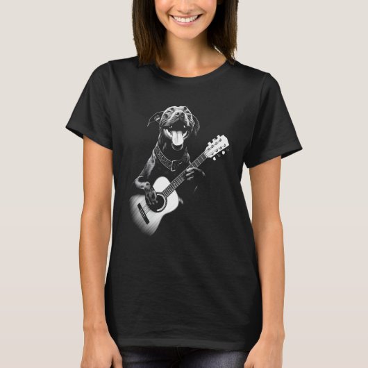 Amerikaanse Pitbull spelen gitaar - Funny Guitar D T-shirt (Voorkant)