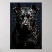 Amerikaanse Pitbull Terrier Black Metal Art Poster (Voorkant)