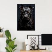 Amerikaanse Pitbull Terrier Black Metal Art Poster (Thuiskantoor)