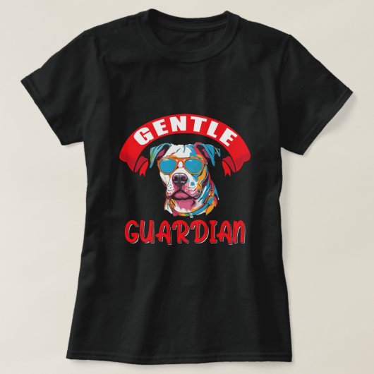 Amerikaanse Pitbull Terrier Gentle Guardian honden T-shirt (Design voorkant)