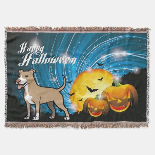 Amerikaanse Pitbull Terrier Happy Halloween Deken (Voorkant)