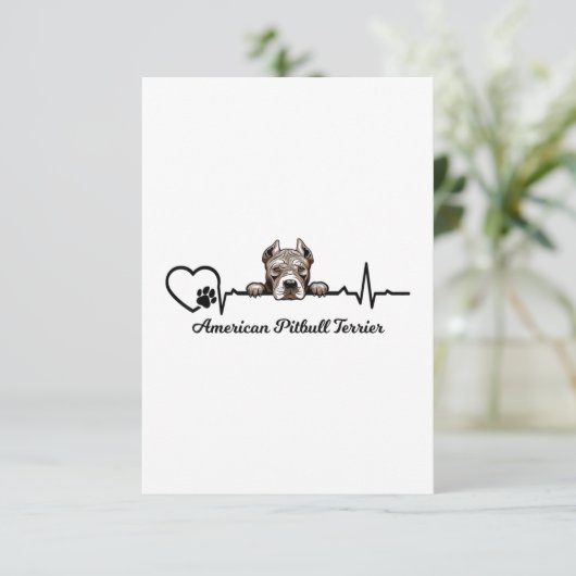 Amerikaanse Pitbull Terrier Heartbeat Kaart (Staand voorkant)