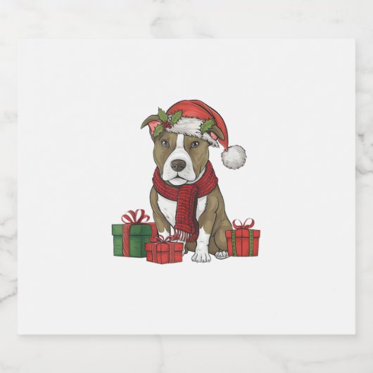 Amerikaanse Pitbull Terrier Hond Kerstfeesten San Sparkling Wijnetiket (Enkel label)