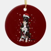 Amerikaanse Pitbull Terrier-kerstlampboom Keramisch Ornament (Voorkant)