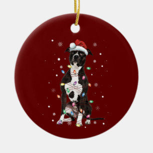Amerikaanse Pitbull Terrier-kerstlampboom Keramisch Ornament