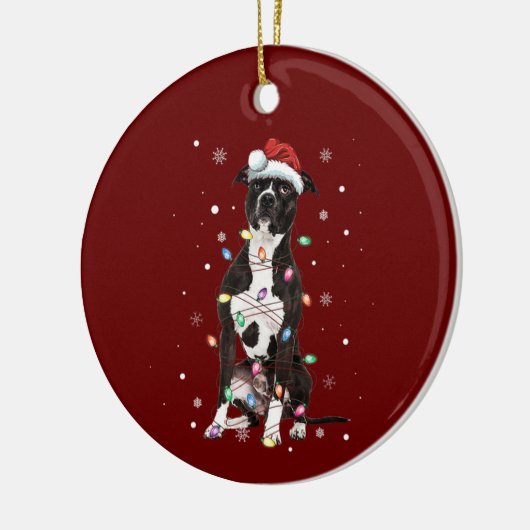 Amerikaanse Pitbull Terrier-kerstlampboom Keramisch Ornament (Links)