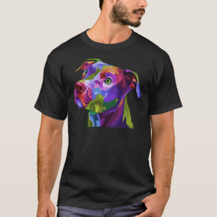 Amerikaanse Pitbull Terrier Pop Art Portret voor h T-shirt