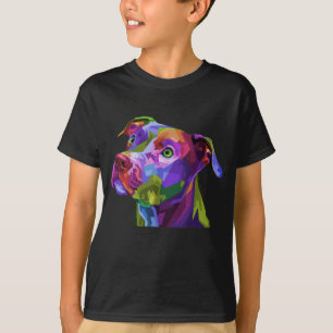 Amerikaanse Pitbull Terrier Pop Art Portret voor h T-shirt