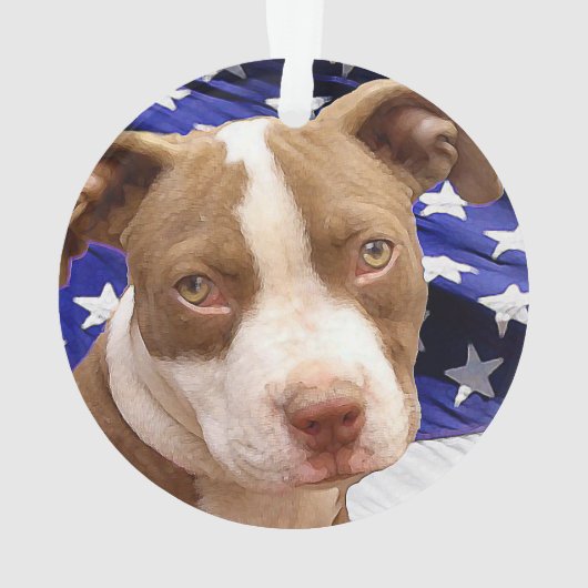 Amerikaanse Pitbull Terrier pup Ornament (achterkant)