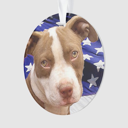 Amerikaanse Pitbull Terrier pup Ornament (voorkant)
