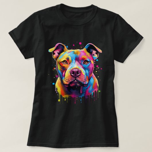 Amerikaanse Pitbull Terrier Splash Art Pitbull Dog T-shirt (Design voorkant)
