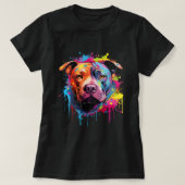 Amerikaanse Pitbull Terrier Splash Art Pitbull Dog T-shirt (Design voorkant)