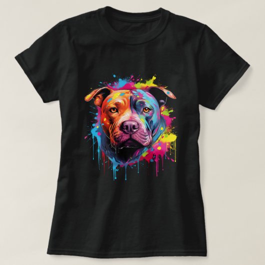 Amerikaanse Pitbull Terrier Splash Art Pitbull Dog T-shirt (Design voorkant)