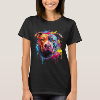 Amerikaanse Pitbull Terrier Splash Art Pitbull Dog T-shirt