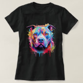 Amerikaanse Pitbull Terrier Splash Art Pitbull Dog T-shirt (Design voorkant)