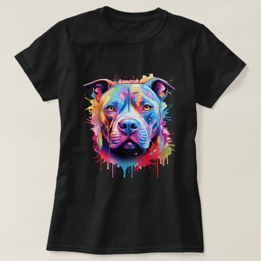 Amerikaanse Pitbull Terrier Splash Art Pitbull Dog T-shirt (Design voorkant)