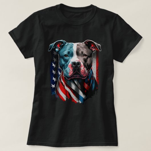 Amerikaanse Pitbull Terrier USA Vlag Patriottische T-shirt (Design voorkant)