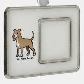 Amerikaanse Pitbull Terrier Verzilverd Omlijst Ornament (Rechts)