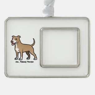 Amerikaanse Pitbull Terrier Verzilverd Omlijst Ornament