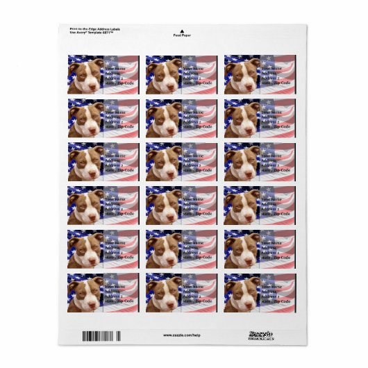 Amerikaanse Pitbullpuppy Etiket (Full Sheet)