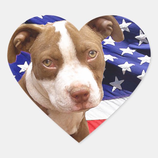 Amerikaanse Pitbullpuppy Hart Sticker (Voorkant)