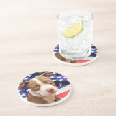 Amerikaanse Pitbullpuppy Zandsteen Onderzetter (Zijkant)