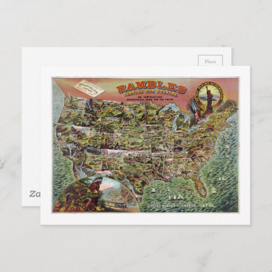 Amerikaanse plattegronden Briefkaart (Voorkant / Achterkant)