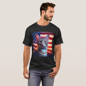 Amerikaanse polydactyl kat voor Amerikaanse vlag T-shirt (Voorkant volledig)