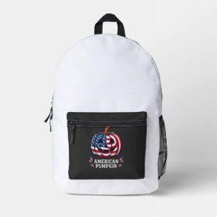 Amerikaanse Pompoen Halloween Usa Vlag Sterren Str Bedrukte Rugzak