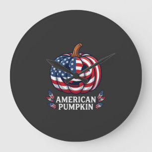 Amerikaanse Pompoen Halloween Usa Vlag Sterren Str Grote Klok