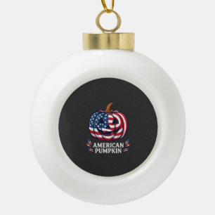 Amerikaanse Pompoen Halloween Usa Vlag Sterren Str Keramische Bal Ornament