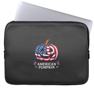 Amerikaanse Pompoen Halloween Usa Vlag Sterren Str Laptop Sleeve
