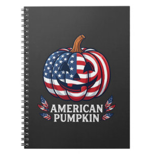 Amerikaanse Pompoen Halloween Usa Vlag Sterren Str Notitieboek