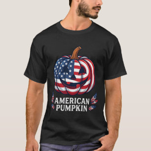 Amerikaanse Pompoen Halloween Usa Vlag Sterren Str T-shirt