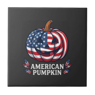 Amerikaanse Pompoen Halloween Usa Vlag Sterren Str Tegeltje