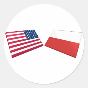 Amerikaanse & Poolse vlaggen Ronde Sticker