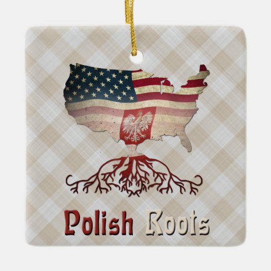 Amerikaanse Poolse wortels Keramisch Ornament (Voorkant)