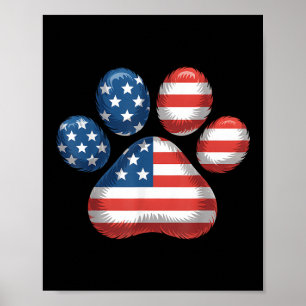 Amerikaanse pootafdruk Amerikaanse vlag dierenlief Poster